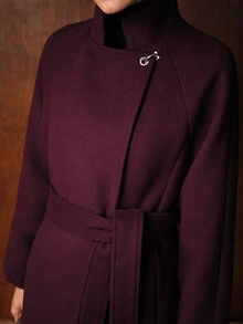 MOTF PREMIUM WOOL RAGLAN SLEEVE BELTED OVERCOAT - Red Violet - View 3
