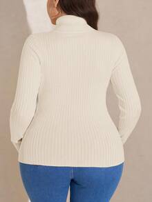 SHEIN LUNE 3 件大码纯色修身毛衣，休闲简约，秋冬 - 棕色 - 查看 2