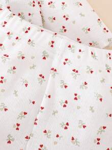 SHEIN Neugeborenen Soft & Komfortabel Rundhals Schleife Dekor Langarm Oberteil und Hose Set, Herbst/Winter