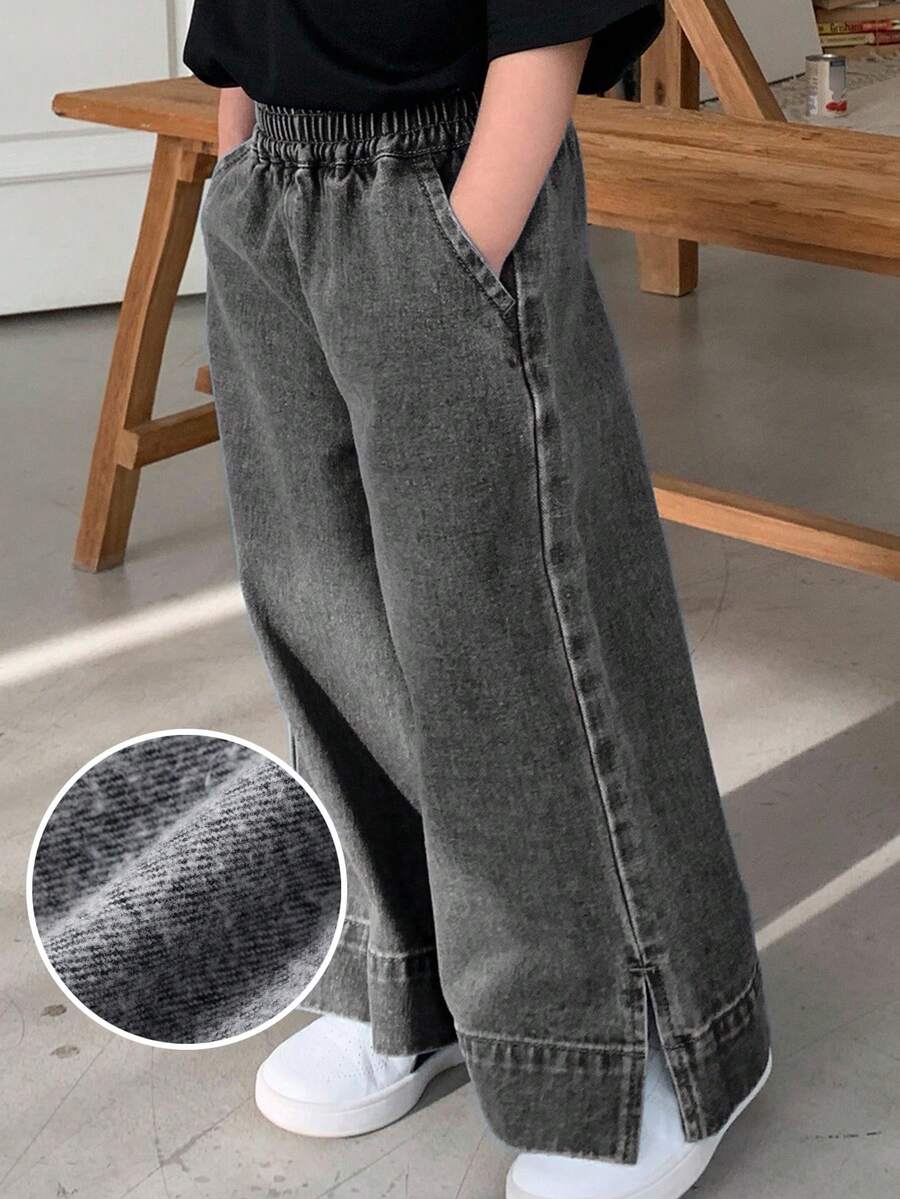 Dazy Kids Young Girl Distressed Denim Jeans, Fall Brushed, Winter - Grey - View 1