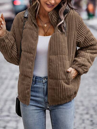 EMERY ROSE Slant Pocket Corduroy Padded Padded Coat Clothes Winter