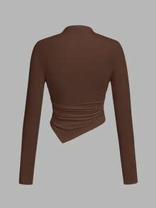 SHEIN SXY 2件套立领不对称下摆黑白长袖T恤 - 彩色 - 查看 4