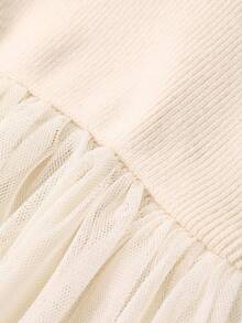 DAZY 女童毛衣撞色网眼连衣裙，秋季服装 - 杏色 - 查看 8