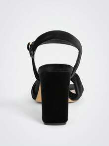 Maija 新款时尚粗跟百搭女士高跟凉鞋 - 黑色 - 查看 4