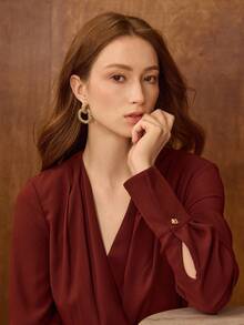 MOTF PREMIUM GOLD-PLATED GEOMETRIC TEXTURAL STATEMENT EARRINGS. - Yellow Gold - View 5