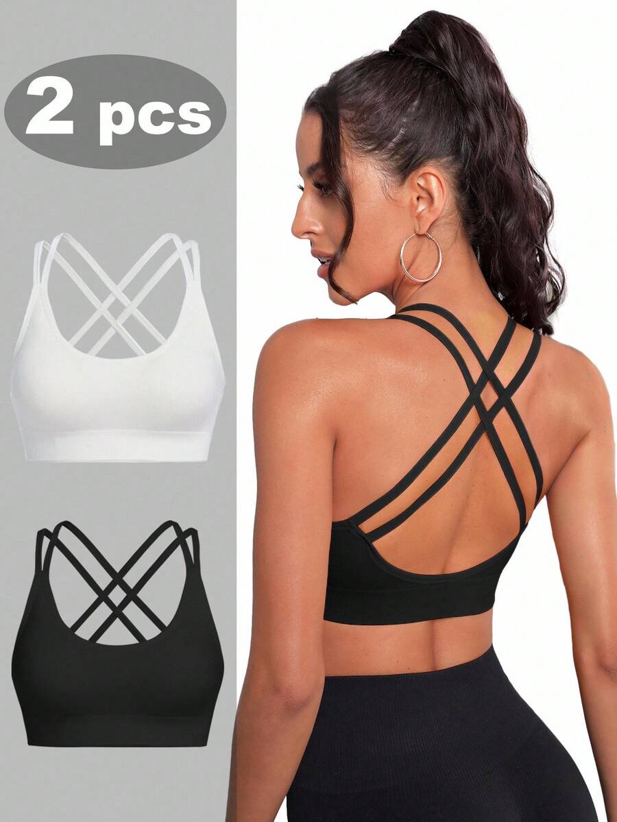 Easithlete 纯色露背无缝运动文胸 - 彩色 - 查看 1