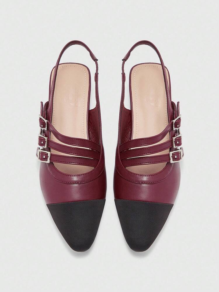 CUCCOO BIZCHIC Women's Simple Buckle Pointed Toe Flats, Elegant, Casual, Comfortable, Slip-On Dress Shoes For Work, Commute, Dating, Formal Occasions