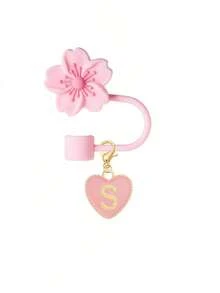 2pcs/1set Heart & Letter Pomegranate Flower Straw Topper, Pink Cup Letter Marker, And Silicone Pomegranate Flower Reusable Straw Cap For 10mm Wide Straw, Cute Letter Decorations, Suitable For Modern Minimalist Glass Cups - Pink - View 35