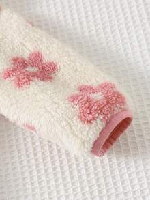 Cozy Pixies 女婴碎花印花保暖圆领长袖外套，百搭舒适，适合秋冬季节穿着，女婴保暖碎花外套 - 粉色 - 查看 5