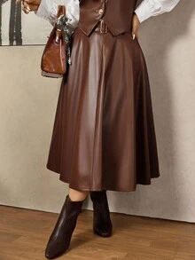 Zelara Váy nữ cỡ lớn màu nâu bằng da PU, kiểu dáng thường ngày, thanh lịch cho Giáng sinh, mùa thu đông, dự tiệc, lễ hội, váy da thanh lịch cho nữ, váy mùa đông thu cho nữ, váy Giáng sinh cho nữ, váy năm mới, váy Lễ Tạ ơn cho nữ, váy dự tiệc sang trọng, váy dạ hội cho nữ, váy thanh lịch, váy dự tiệc bằng da, váy dự tiệc thanh lịch chất lượng cao cho nữ. - màu nâu - Xem 7
