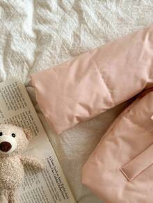 SHEIN Vintaside Kids Girls' Winter Warm Thermal Lined Hooded Parka With Faux Fur Trim, Fashionable And Practical Outdoor Jacket To Keep Young Girl Warm And Stylish During Winter Adventures Fall - Pink - View 4