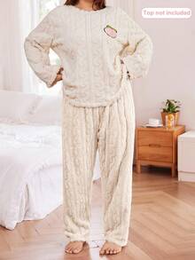 Dream Adore Plus Size Women Elastic Waist Jacquard Fleece Pajama Cozy Pants Fluffy Pajama Cozy Pants Pj Cozy Pants Fuzzy Winter Pajamas For Women