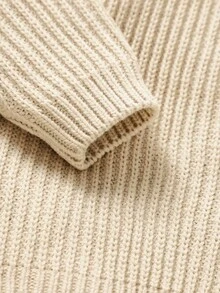 SHEIN Vintaside Kids Áo len chui đầu kẻ sọc màu trơn cho trẻ sơ sinh/bé trai - Màu Khaki - Xem 4