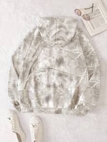 INAWLY Women's Casual Branch Print Long Sleeve Loose Hooded Sweatshirt,Graduation,Teacher,Back To School Pullover Fall