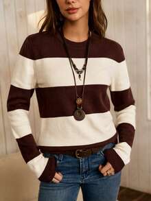 LanaWest 时尚优雅高端毛衣，女士长袖宽松针织套头衫，秋冬 - 彩色 - 查看 6