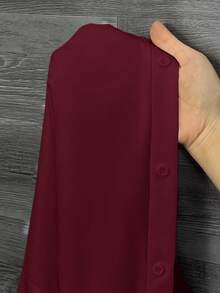 SHEIN CURVE+ Camisa de manga farol de manga larga blanca talla grande, primavera - Burdeos - Ver 8