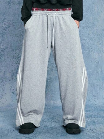 Prep Men's Simple Versatile Sweatpants, With Dual Waistband Design, Suitable For Sports And Everyday Wear