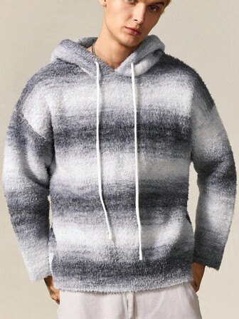 Street Life Felpa con cappuccio casual sfumata da uomo, adatta per l'autunno/inverno