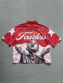 PAVTROS Herren Street-Style beliebtes INS Retro Farbblock Figurenmuster Outdoor Musik Festival Nachtclub Freund Ehemann Geschenk Jahrestags Geschenk Herren Street-Style Poloshirt