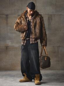 AXEPEAK 男士复古十字刺绣连帽长袖外套，秋冬款