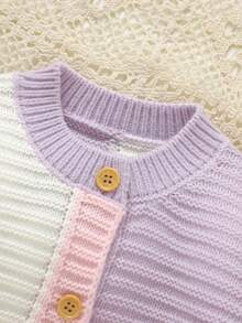 SHEIN Dreamy Pink Baby Girl Jumpsuit, Sweet Heart Decor, Round Neck Elegant Long Sleeve Jumpsuit Design, Create Casual Style For Baby, Comfortable, Showcasing Baby's Adorable Charm