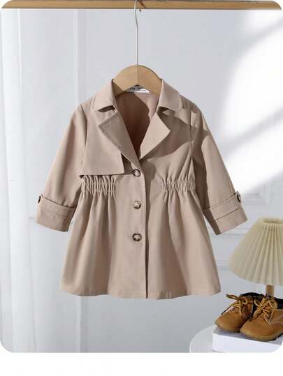Baby Girl Solid Color Casual Simple Stylish Long Winter Coat