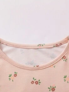 SHEIN 4 件套女婴休闲日常百搭芭蕾薄纱裙套装，芭蕾舞者条纹碎花上衣，柔软舒适面料，超值多件套 - 卡其色 - 查看 6