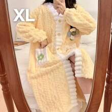 SHEIN 浴袍睡袍女秋冬季大码套装加厚天鹅绒浴袍女士珊瑚绒睡衣 - 彩色 - 查看 6