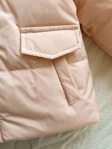 SHEIN Vintaside Kids Girls' Winter Warm Thermal Lined Hooded Parka With Faux Fur Trim, Fashionable And Practical Outdoor Jacket To Keep Young Girl Warm And Stylish During Winter Adventures Fall - Pink - View 3