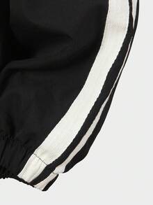 SHEIN Sparklyn 青少年女孩侧条纹拉链休闲夹克，秋季