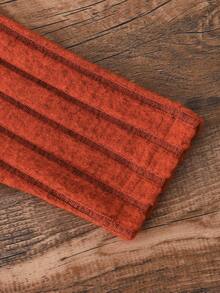 SHEIN Baby Girls' Casual Ditsy Floral Long Sleeve Ribbed Knit Dress, Autumn - Rust Brown - View 7