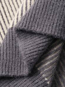 FRIFUL 女式落肩长袖V领宽松休闲直筒长款毛衣连衣裙 - 彩色 - 查看 8