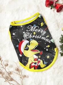 PETSIN 1pc Breathable Pet Locator Vest Dinosaur Print For Christmas