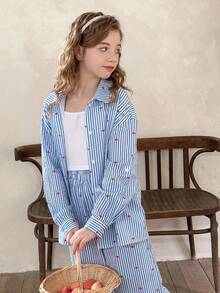 LMoss Kids LMoss Tween Girl 3 Pieces Set: Woven Striped Casual Shirt, Solid Knit Tank Top, And Leggings, Teen Girl Two Piece Set, Girl Spring Autumn Suit,Cozy Fall & Winter Styles,Long Sleeve