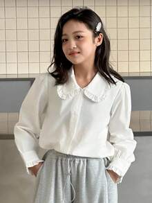 DAZY 女童梭织领衬衫 - 白色 - 查看 5