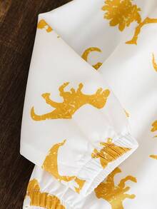 2pcs Baby/Toddler Dinosaur Print Contrast Color Hooded Jacket And Solid Color Pants Set, Suitable For Outdoor Travel, Spring/Summer/Autumn