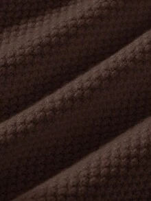 Blossori 少女法式优雅灰色纽扣宽松长袖开衫，秋冬 - 棕色 - 查看 3