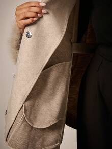 COSMINA Winter Clothes For Women Solid Color Collar Belt Elegant Cape Overcoat,Autumn Outfits For Women Beige Coat - Apricot - View 7