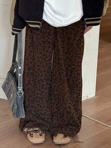 DAZY 休闲街头风宽松阔腿日常少女裤度假装 - 棕色 - 查看 8