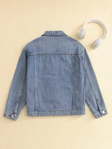 Sparklyn Áo khoác denim đa năng cơ bản, giản dị, phong cách cổ điển, dành cho bé gái tuổi teen, mùa thu/đông, mới về, mềm mại và thoải mái, mặc hàng ngày, đi làm, tiệc tùng, trở lại trường, ngày lễ, thường ngày mùa thu - Rửa trung bình - Xem 3