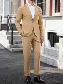 Calvornis Bộ vest công sở nam - Áo khoác và quần vest cưới cho nam vest nam vest cưới nam vest cưới nam trang phục cưới cho nam - Màu Khaki - Xem 3