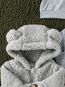 SHEIN Baby Boy/Baby Girl Casual Cute Minimalist Style Multi-Piece Gift Set, Autumn/Winter - Grey - View 3