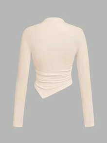 SHEIN SXY 2件套立领不对称下摆黑白长袖T恤 - 彩色 - 查看 7