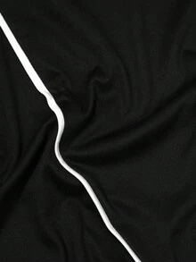 INAWLY 男士休闲撞色饰边缺口领T恤，秋季 - 黑色 - 查看 4