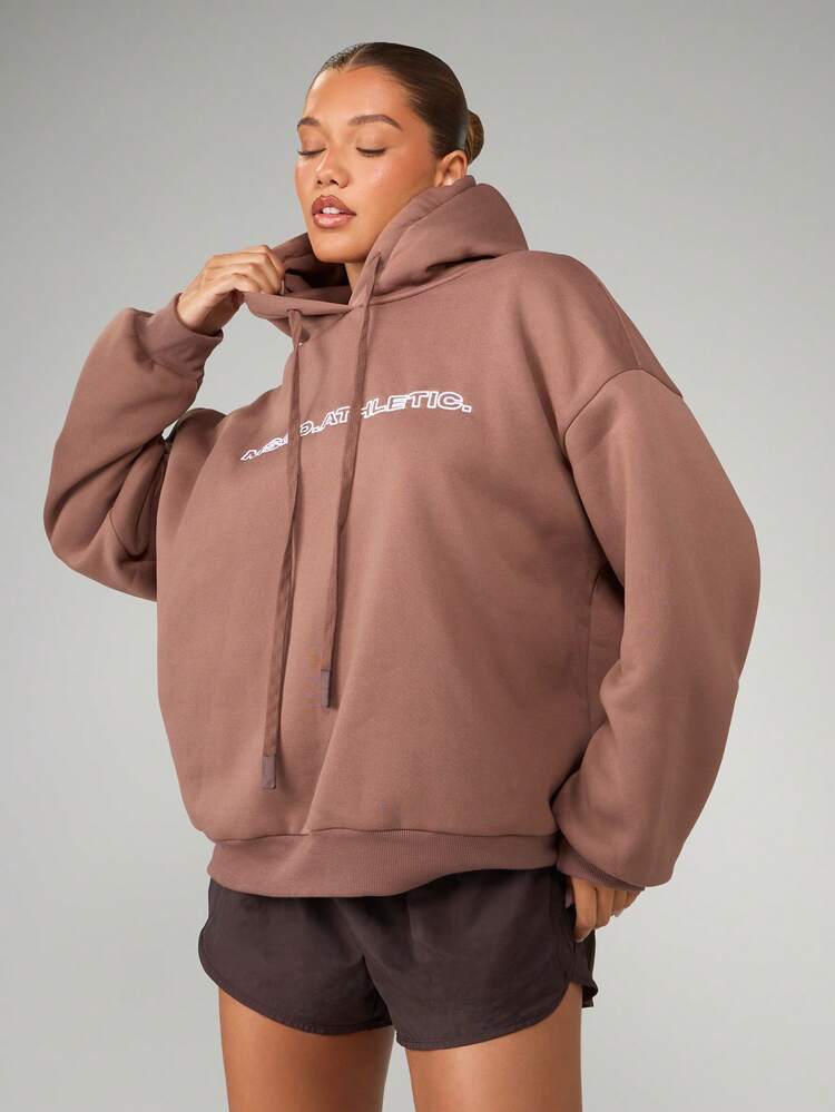 MISSGUIDED Oversized Fleece Hoodie Athleisure Drawstring Pullover Loungewear Fall Winter Casual Basic Everyday Essential Comfortable Streetwear Hooded Sweatshirt