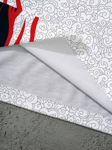 THE POWERPUFF GIRLS X SHEIN 女式休闲时尚街头卡通火焰印花 V 领撞色边 T 恤，夏季 - 白色 - 查看 4