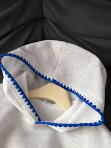 Resyla 女士卫衣，灰色长袖连帽卫衣，休闲风格，高端质感，蓝色贝壳线连帽卫衣，工艺感和设计感十足，2025年秋冬新款上衣，送给女朋友和闺蜜的礼物，节日礼物 - 彩色 - 查看 4