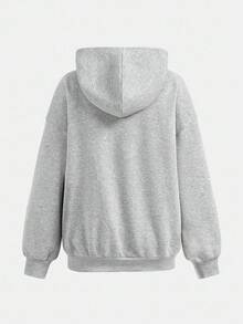 SHEIN Girlism 少女字母印花连帽衫和运动裤套装 - 灰色 - 查看 6