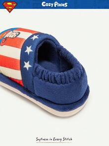 SUPERMAN X Cozy Pixies 1 双秋冬毛绒保暖可爱 DC 超级英雄卡通婴儿拖鞋，适合室内外使用 - 藏蓝色 - 查看 8