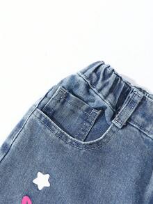 SUMWON Aesthetic Heart Star Y2K Wide Leg Jeans Girls Butterfly Denim Pants Casual Kawaii Kids Autumn Winter Fashion Pants - Medium Wash - View 3